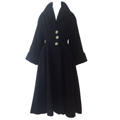 Retro 1950s Lilli Ann Navy Blue "New Look" Styled Wool Coat