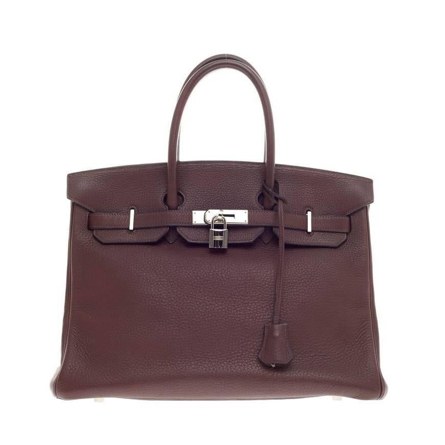 Hermes Birkin Chocolate and Noisette Clemence with Palladium Hardware 35