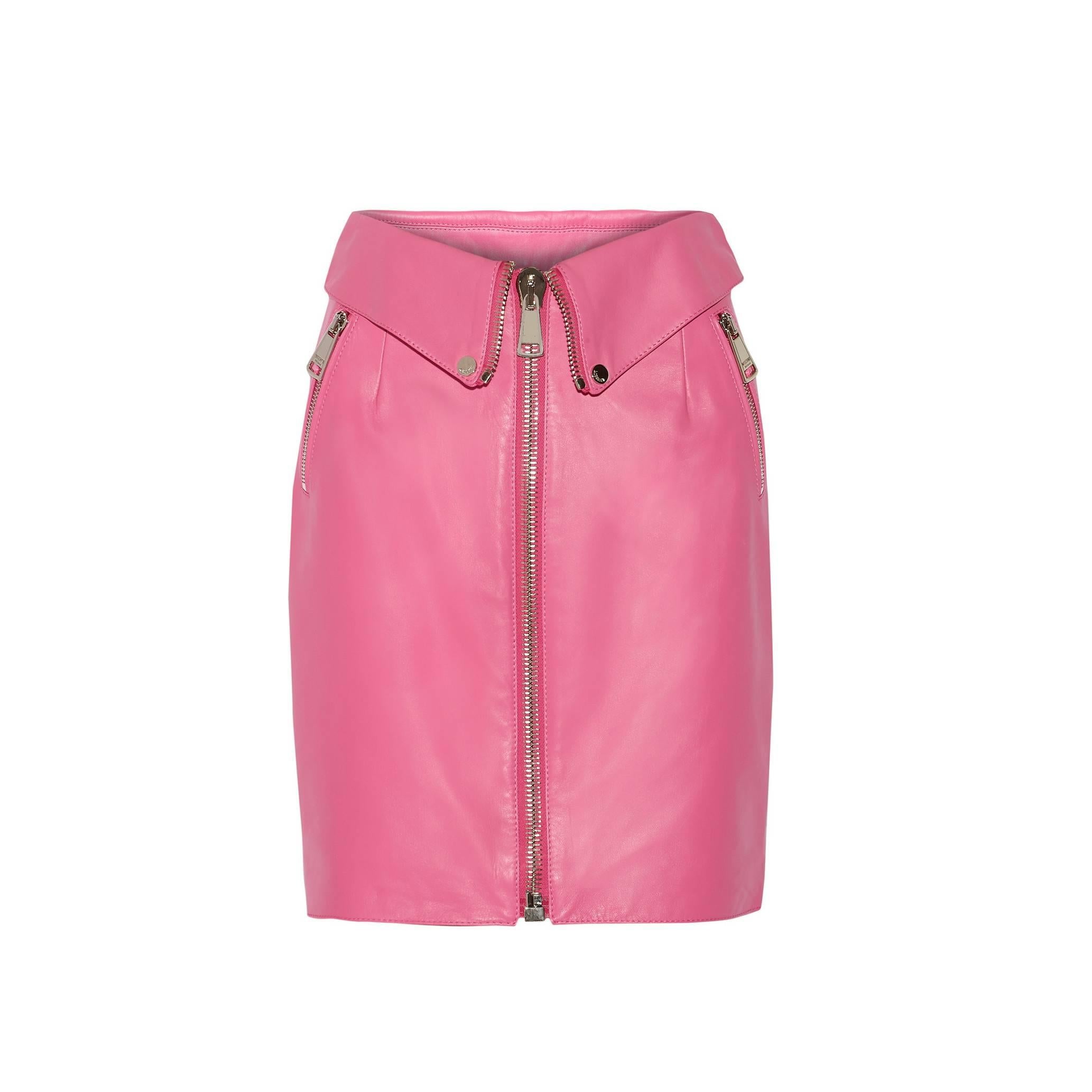 Moschino Bumble Gum Pink Leather Skirt
