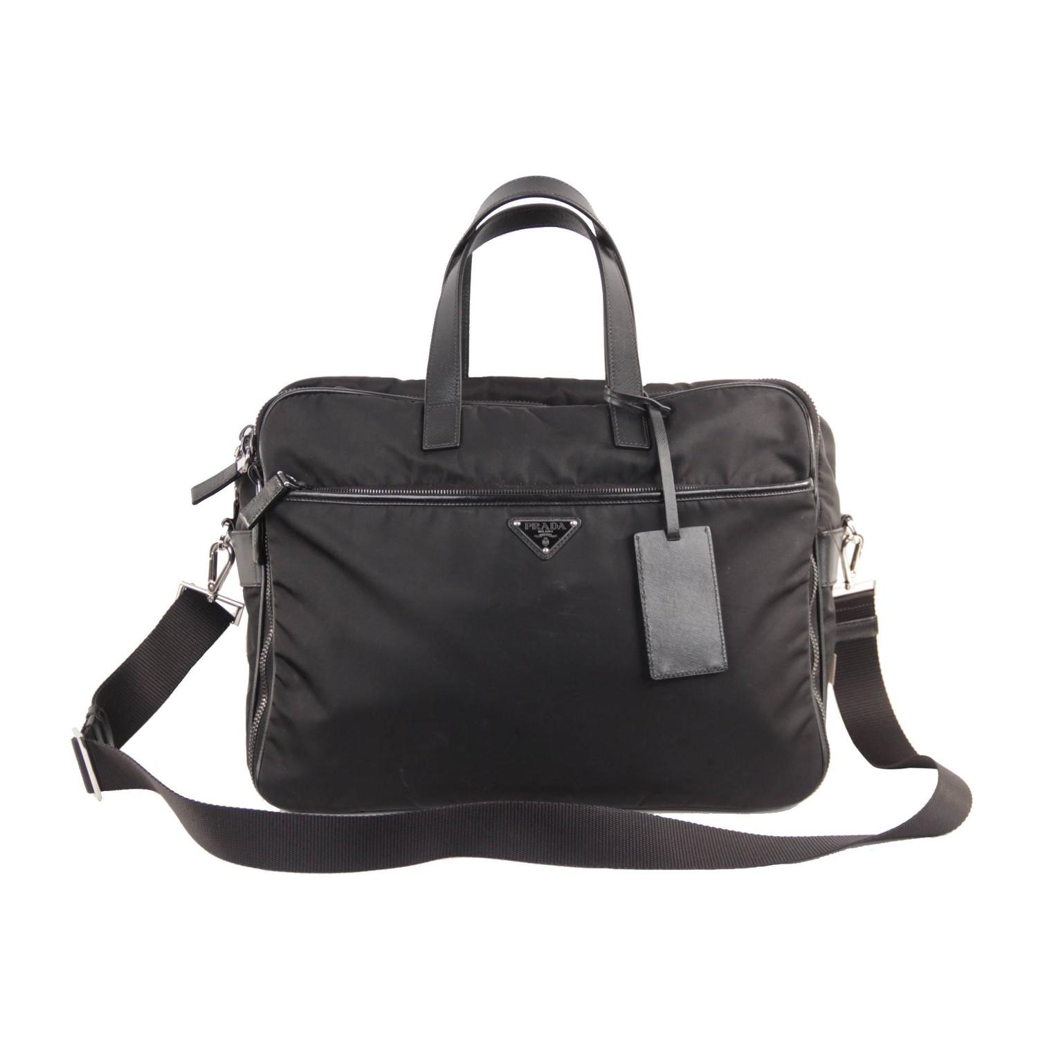 PRADA Italian Black VELA TESSUTO Nylon LAPTOP CASE Work Bag ...  