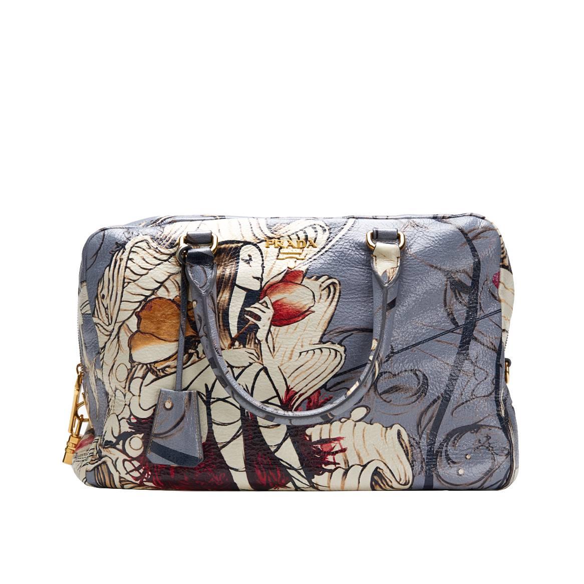 Diese Damen Prada Limited Edition James Jean Fairy Bag ist in erster Linie aus Multi Hirschleder durch goldene Hardware ergänzt gemacht. Diese Tasche ist in ausgezeichnetem gebrauchten Zustand begleitet von Prada Staubbeutel:: Box:: Pflege-Karten.