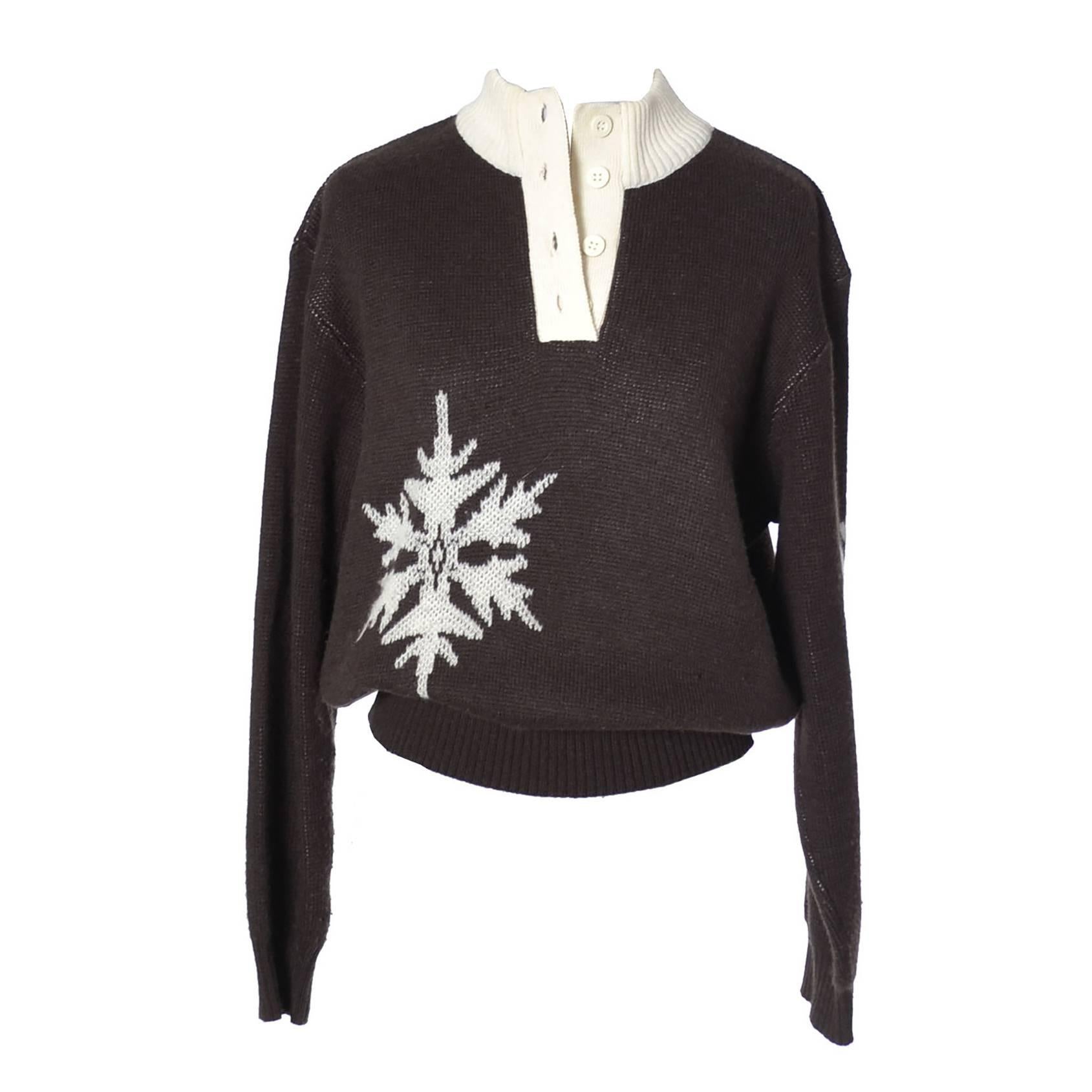 Vintage Courreges Snowflake Sweater Wool Cashmere Blend Medium