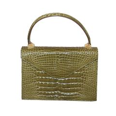 Giorgio's Green Crocodile Small Top Handle Bag