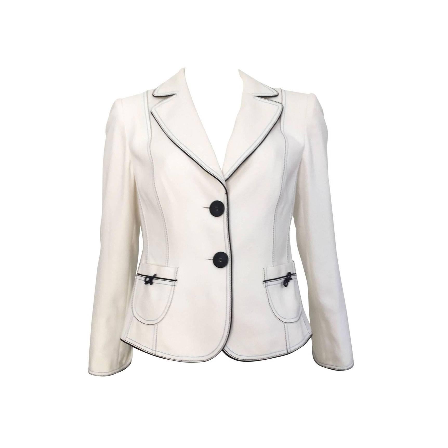 Biba White Cotton Jacket size 6.  For Sale