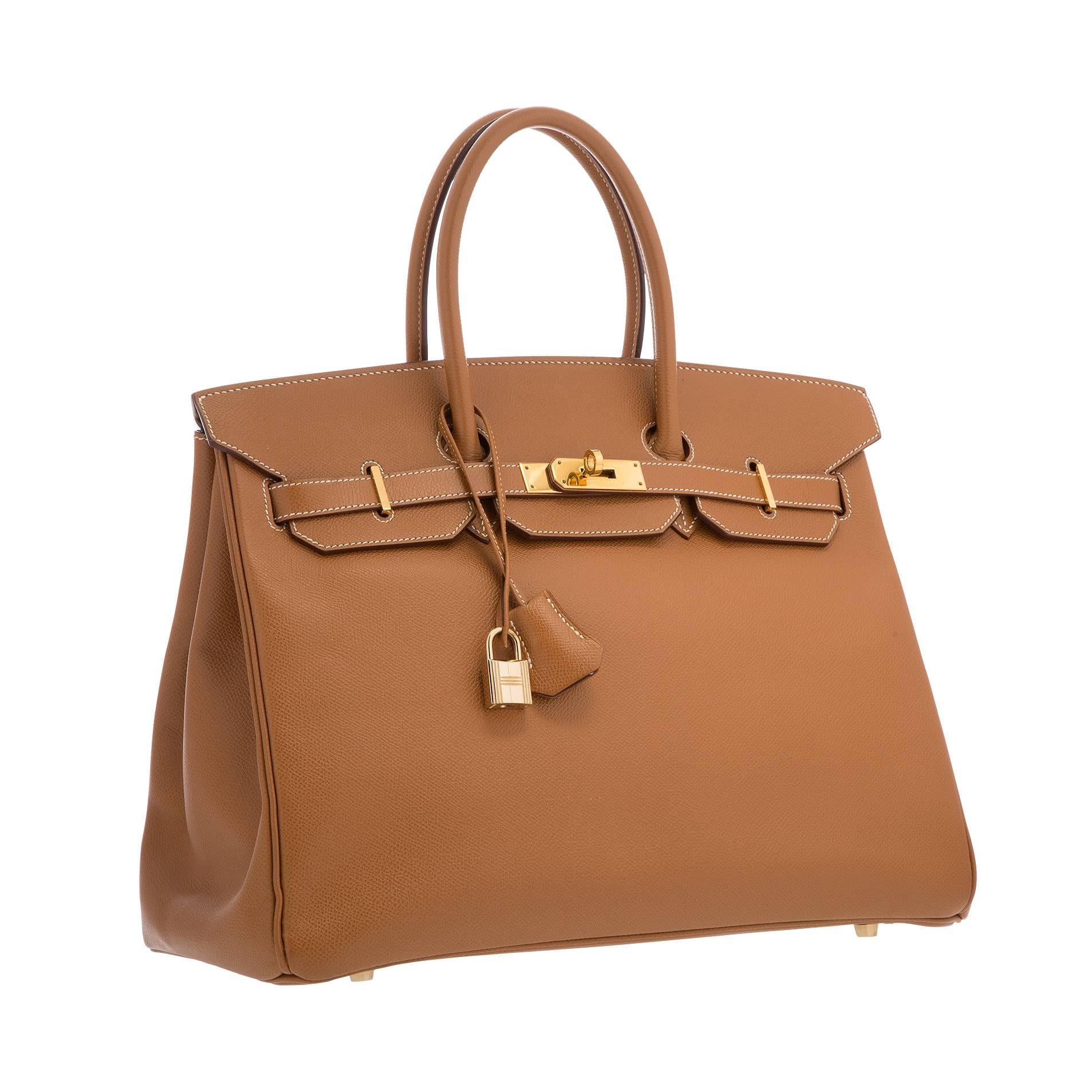 Hermes 35cm Gold Epsom Birkin Bag with Gold Hardware