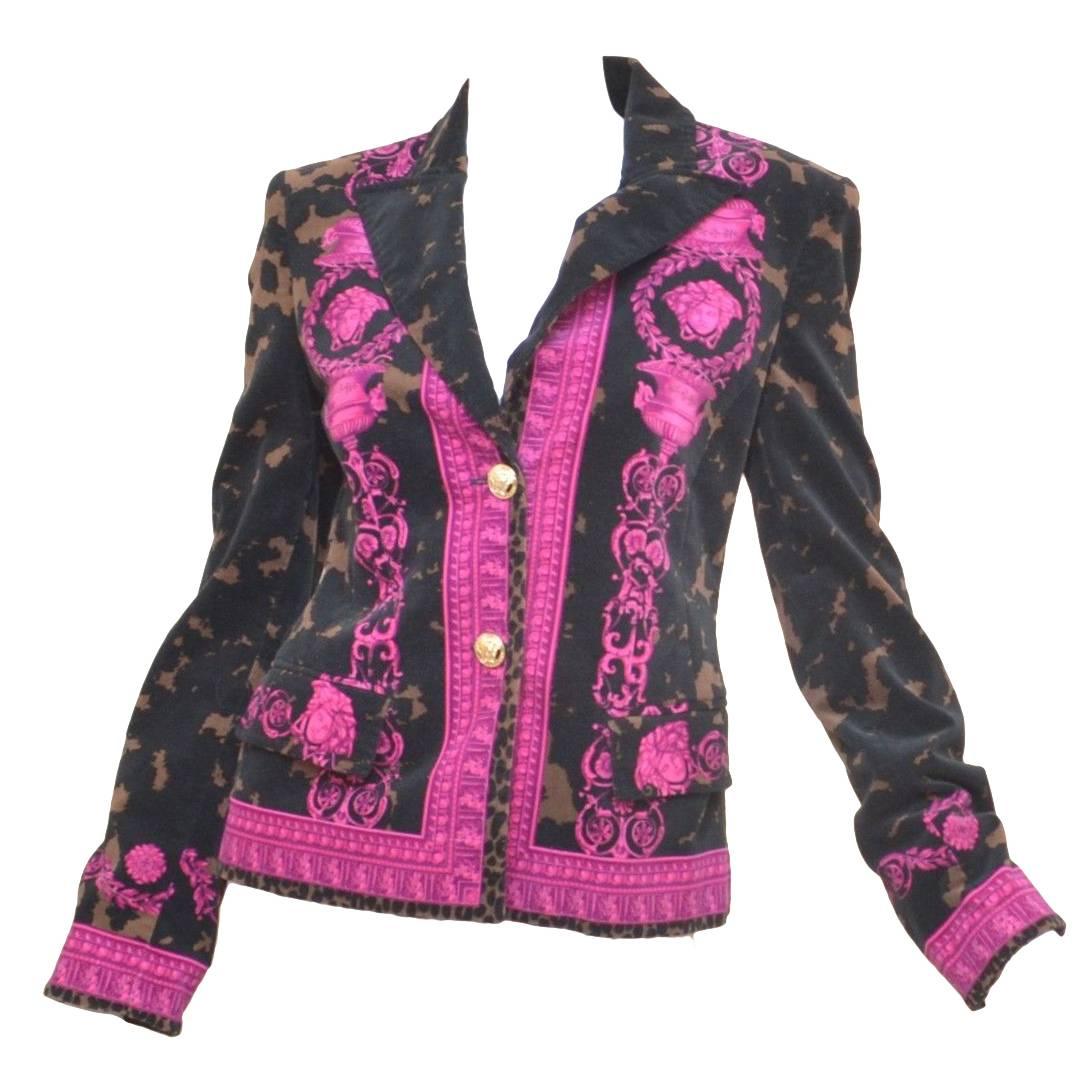 Gianni Versace Velvet Medusa Print Jacket  