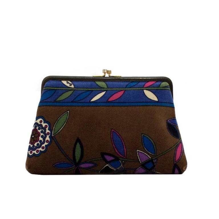 1960's Pucci Brown and Blue Velvet Clutch at 1stDibs