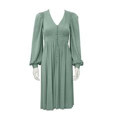 1970's Jean Muir Green Day Dress 