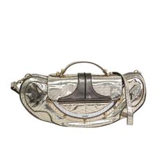 Fendi Metallic Gold and Silver Patent Leather Two-fer Clutch and Shoulder Bag