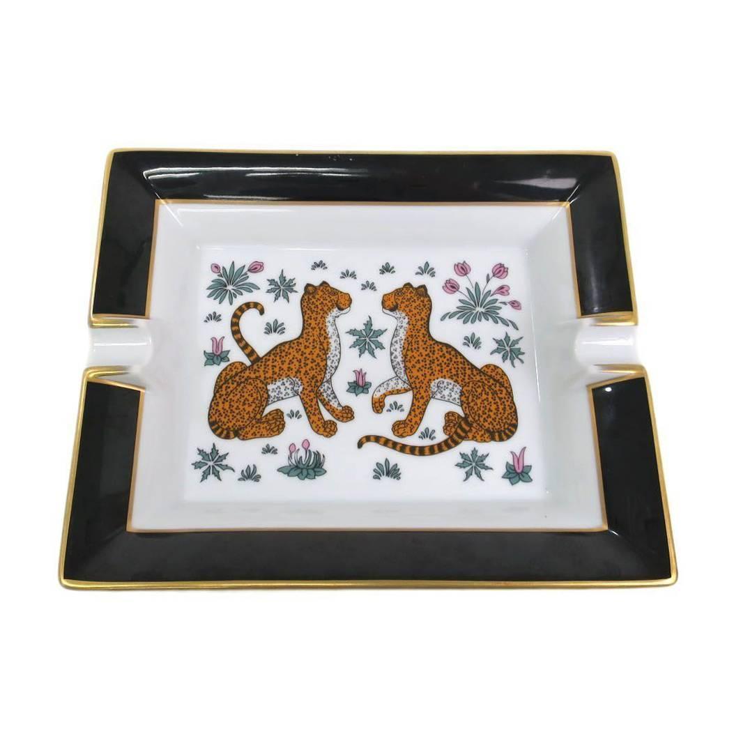 Hermes Leopard Motif Porcelain Ashtray at 1stdibs