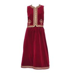 Vintage Yves Saint Laurent Burgundy & Gold Ensemble 