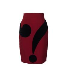 Moschino Cheap & Chic 90s Red & Black Question Mark Pencil Skirt