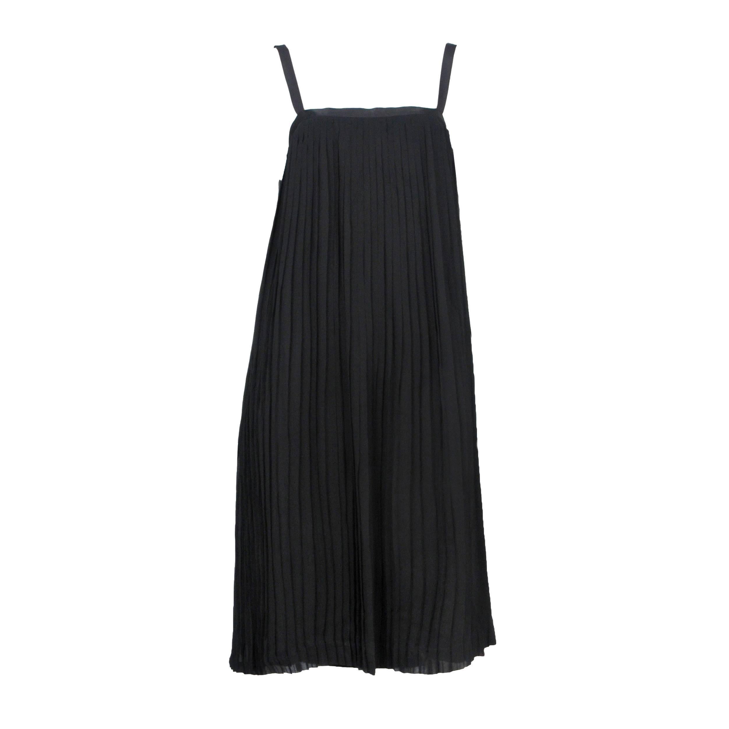 Yves Saint Laurent Black Knife Pleat Dress 