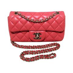 Chanel Dark Pink Quilted Classic Extra Mini Flap Shoulder Bag