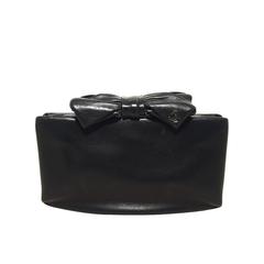 Chanel Black Lambskin Bow Top Clutch 