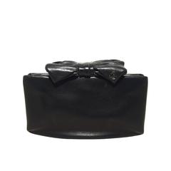 Chanel Black Lambskin Bow Top Clutch 8