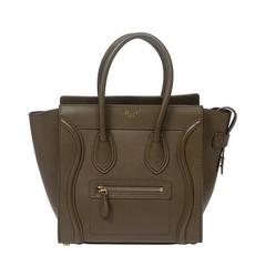 Céline Micro Luggage 27cm Khaki Green Leather
