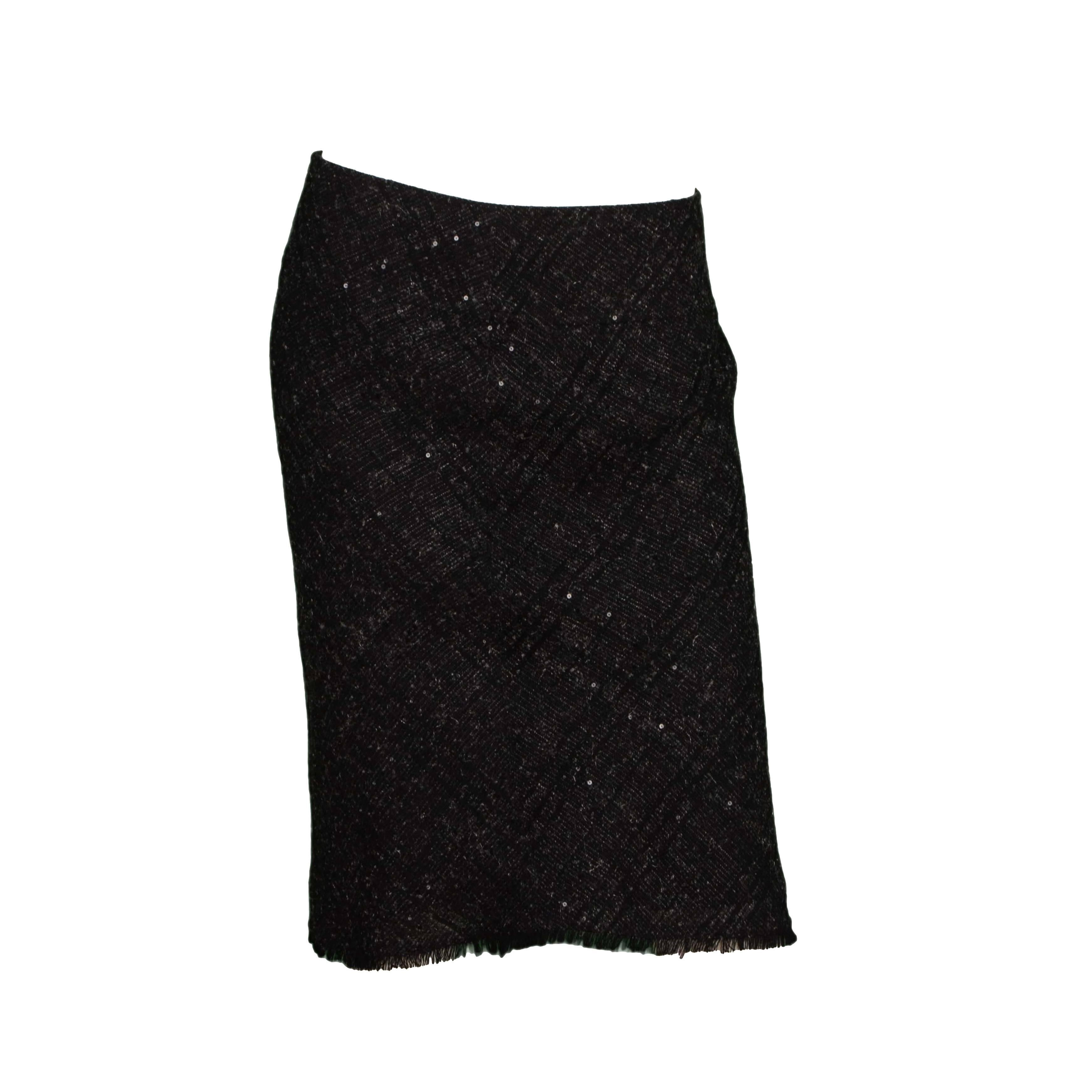 Burberry Black & Grey Wool Pencil Skirt sz 4