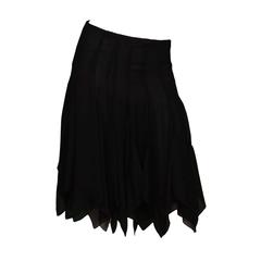 Chanel Black Silk Pleated Carwash Skirt sz 42