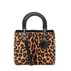 Dior Collector Lady MM Leopard Print Pony Hair