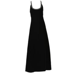 Vintage 1960s Black Velvet and Rhinestone Halter Dress