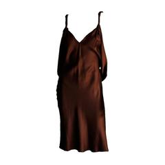 Heavenly Tom Ford Gucci FW 2002 Gothic Collection Brown Silk Runway Dress & Obi!