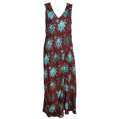 Dries Van Noten Burgundy Floral Print Maxi Dress 7