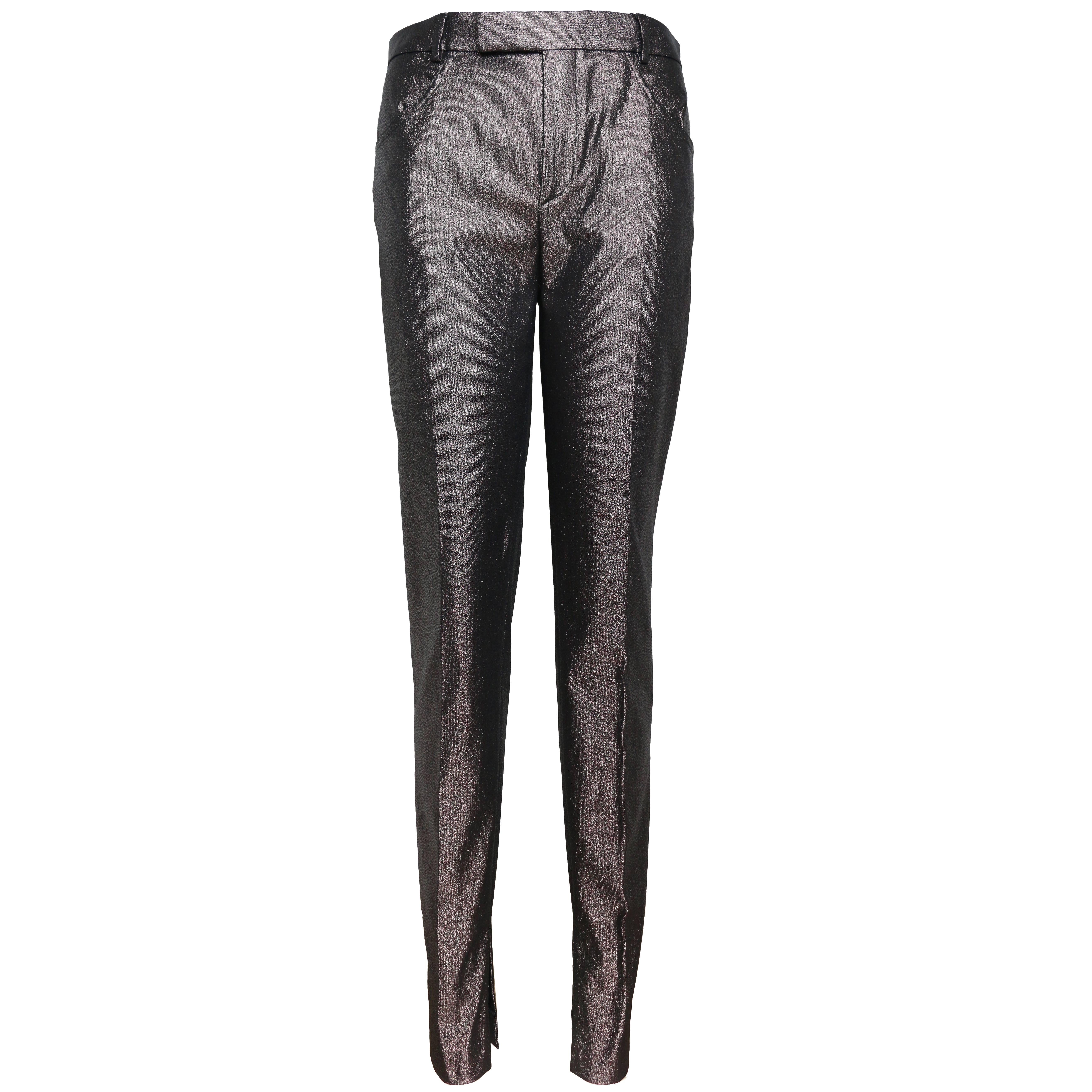 1997 Tom Ford for Gucci Grey Metallic Pants 