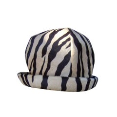 Vintage Saks Fifth Avenue Exotic Zebra Pony Hair Hat c 1970