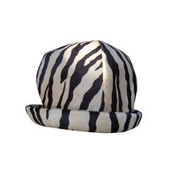 Saks Fifth Avenue Exotic Zebra Pony Hair Hat c 1970 6
