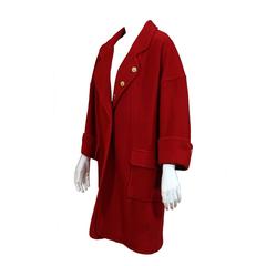 Chanel Red Wool Jacket with Gold Buttons