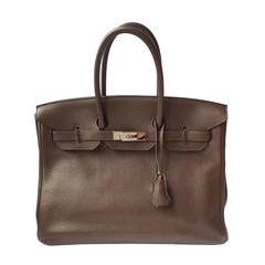 Hermes Chocolate Dark Brown 35 Birkin Bag