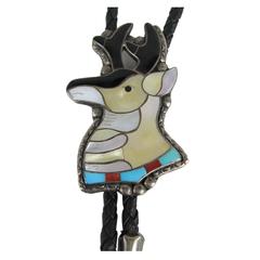 Sterling Silver Zuni Inlaid Elk Bolo Necklace Porfilio & Ann Sheyka 4
