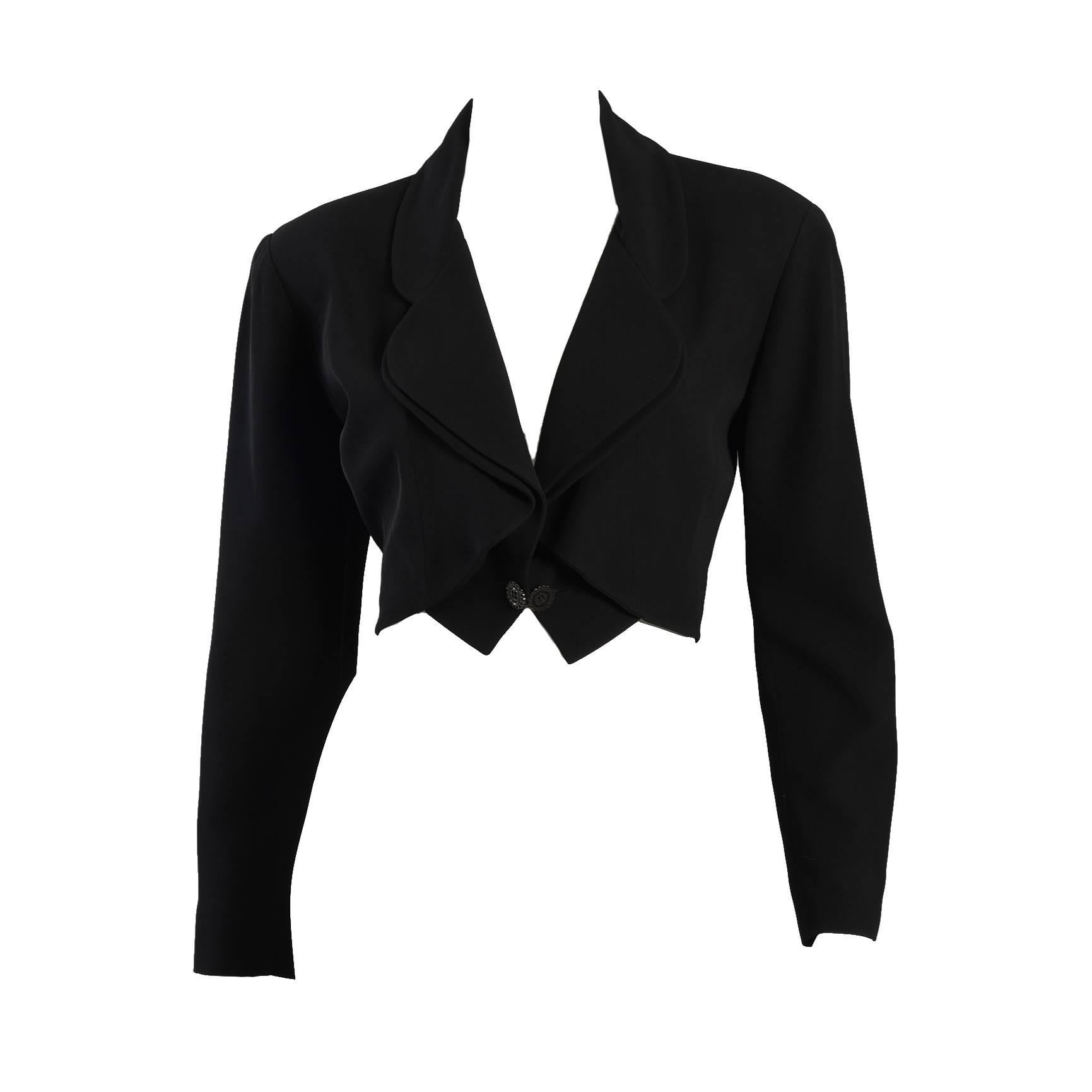 Karl Lagerfeld Cropped Black Tuxedo Bolero Jacket