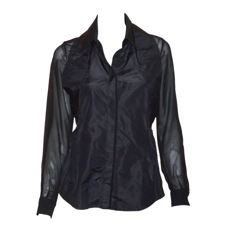 Moschino Silk Chiffon Blouse with Sleeves That Tie at the Waist at 1stDibs