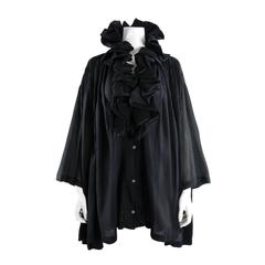 Romeo Gigli 1990 Black Pleated Ruffle Evening Jacket