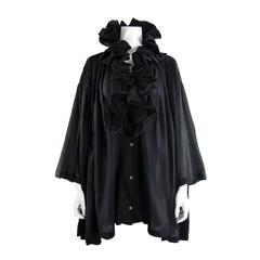 Romeo Gigli 1990 Black Pleated Ruffle Evening Jacket 