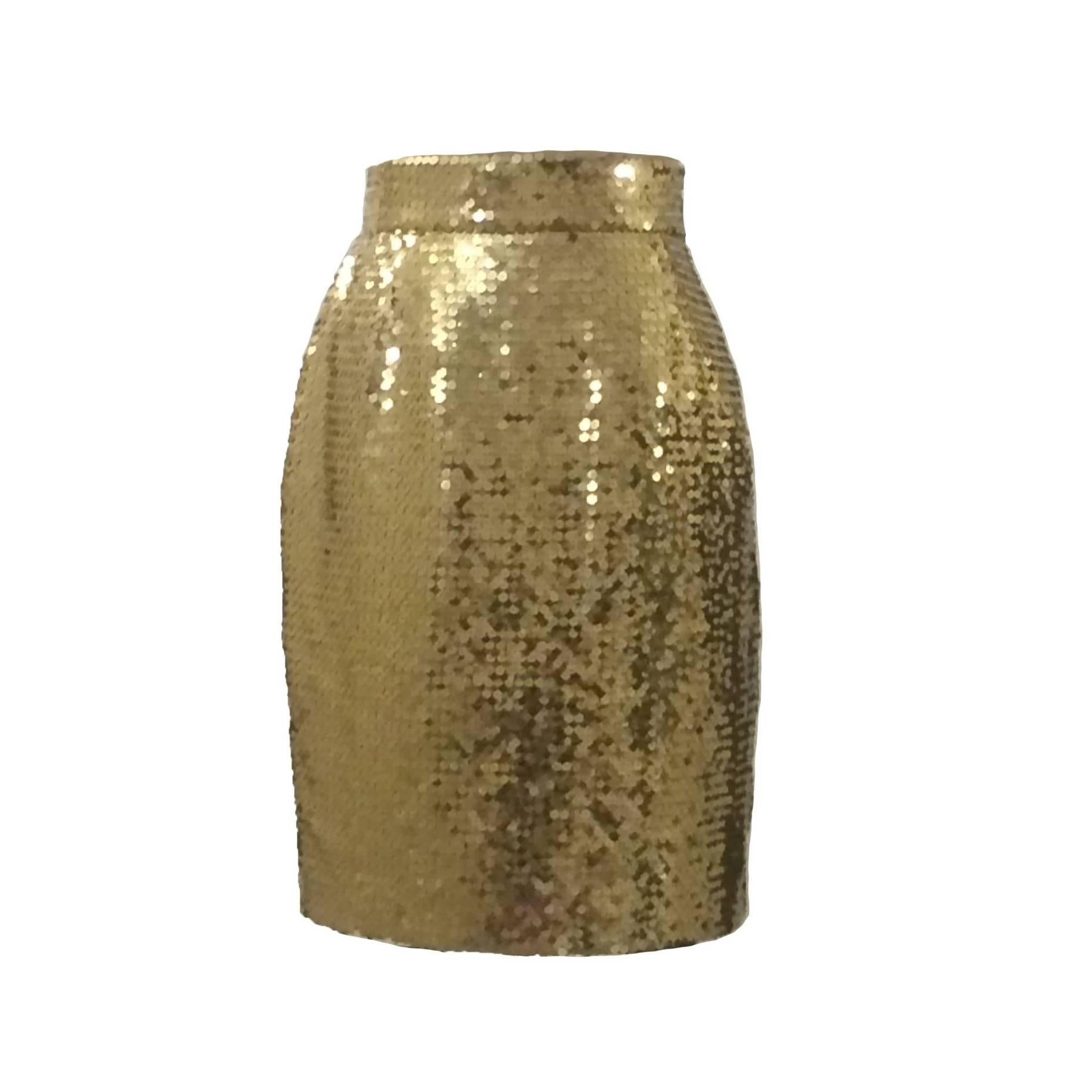 Moschino Couture! 90s Gold Sequin Pencil Skirt