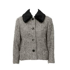 Giacca in tweed Jacques Griffe del 1950 con collo di pelliccia