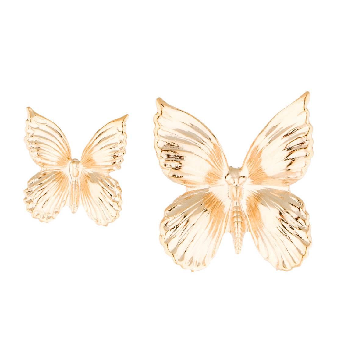 Rodarte Gold Tone Asymmetrically Sized Butterfly Earrings