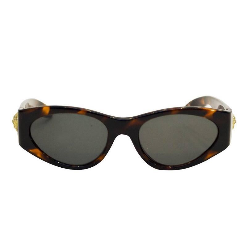 1980's Versace Faux Tortoise Sunglasses with Medallions