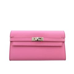 Hermes Bubblegum 5P Pink Epsom Kelly Wallet Clutch Grail Pink