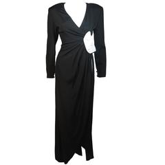 NOLAN MILLER Black and White Contrast Gown with Drape Detail Size 6 4