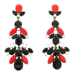 Frangos Black, Red and White Statement Earrings For Sale at 1stDibs ...