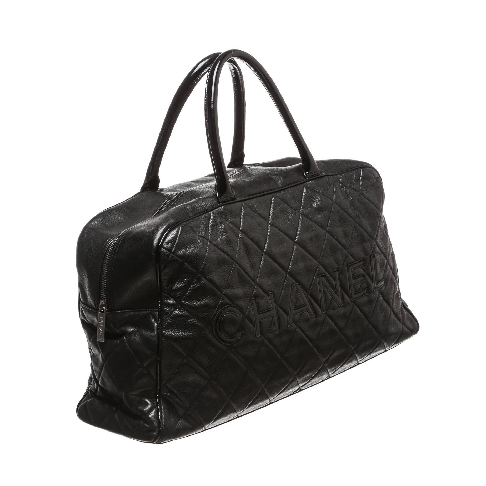 Chanel Black Caviar Travel Bag For Sale