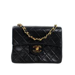 Chanel Black Vintage Mini Classic in Lambskin with Gold