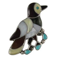 PORFILIO & ANN SHEYKA Native American Zuni Bird INLAY Sterling Ring 11