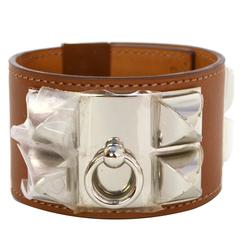 Hermes Tan Barenia Leather Collier De Chien CDC Cuff sz S PHW 6
