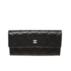 Chanel Black Quilted Caviar Flap CC Wallet