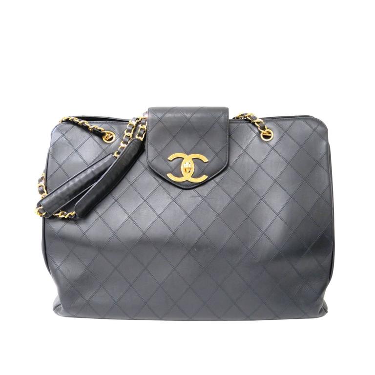 Chanel Black Quilted Calfskin Supermodel Overnight Weekender Tote